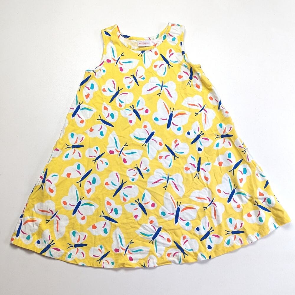Hanna Andersson Dress Girls Size 10 Yellow Butterfly Twirly Tunic